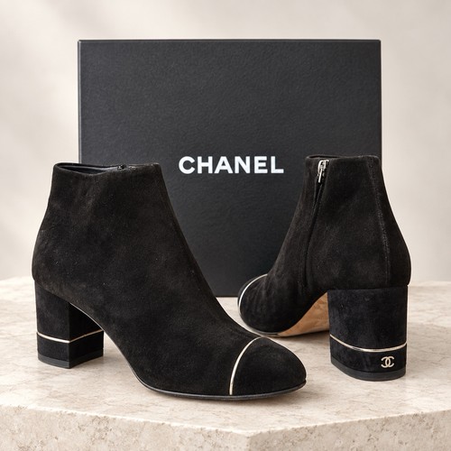 Chanel black suede ankle - suede,