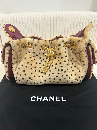 Chanel cream polka dot faux - chanel,