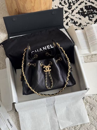 Chanel black quilted - chanel, leather