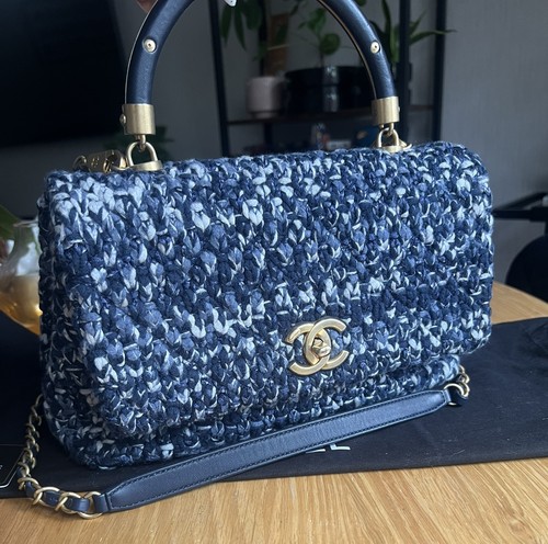 Chanel blue tweed crochet - chanel,