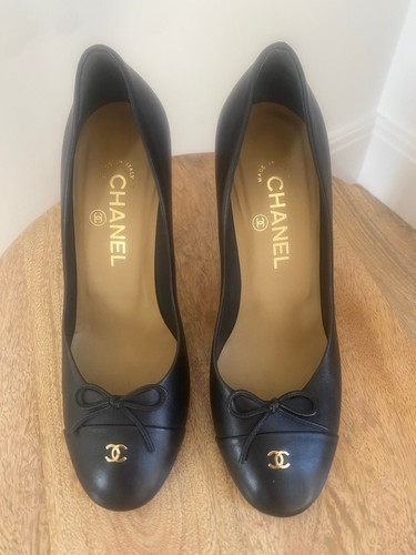 Chanel black leather bow - cc,